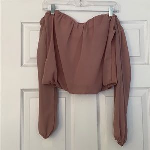 Windsor Long Sleeve off the Shouldee Chiffon Crop